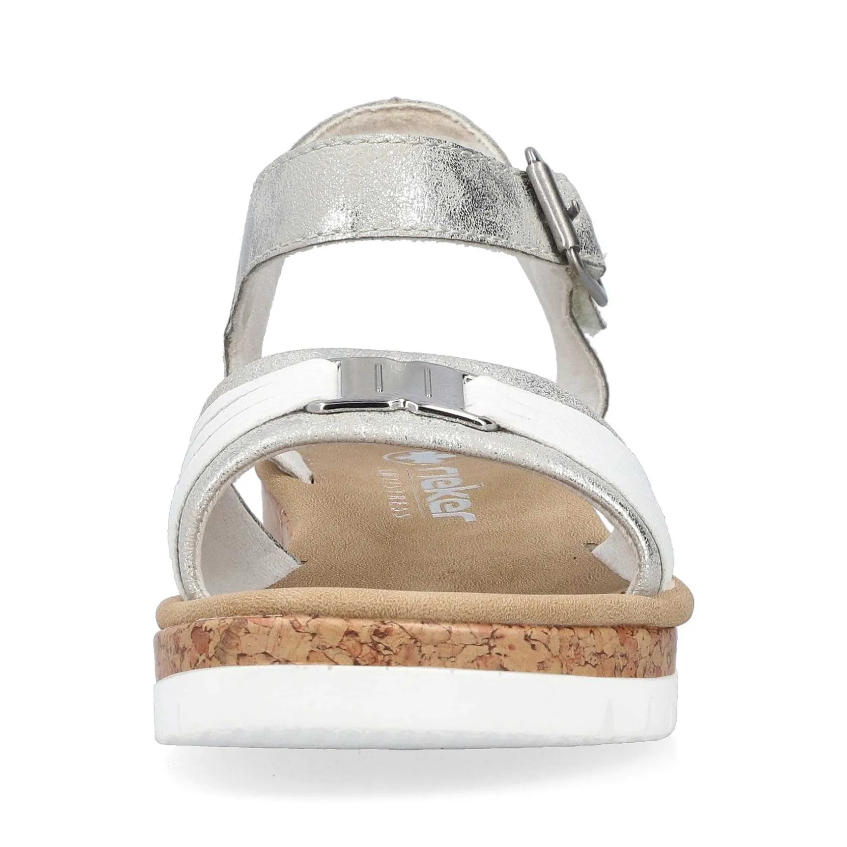 Rieker Heeled Shoes-Women'S Wedge Sandals Silver-Platinum-Metallic