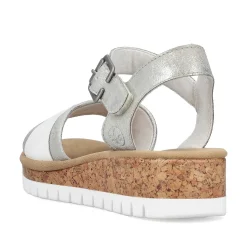 Rieker Heeled Shoes-Women'S Wedge Sandals Silver-Platinum-Metallic