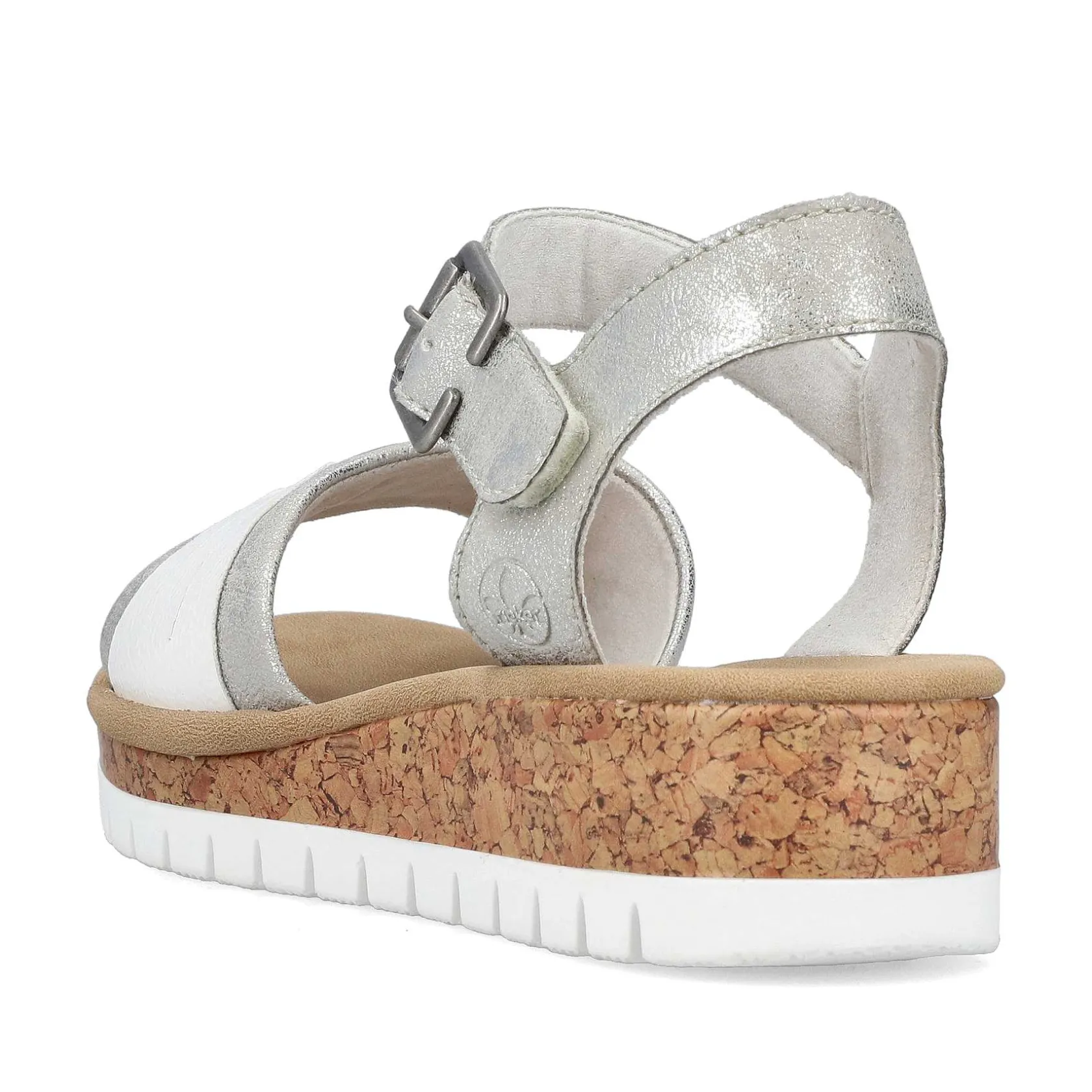 Rieker Heeled Shoes-Women'S Wedge Sandals Silver-Platinum-Metallic