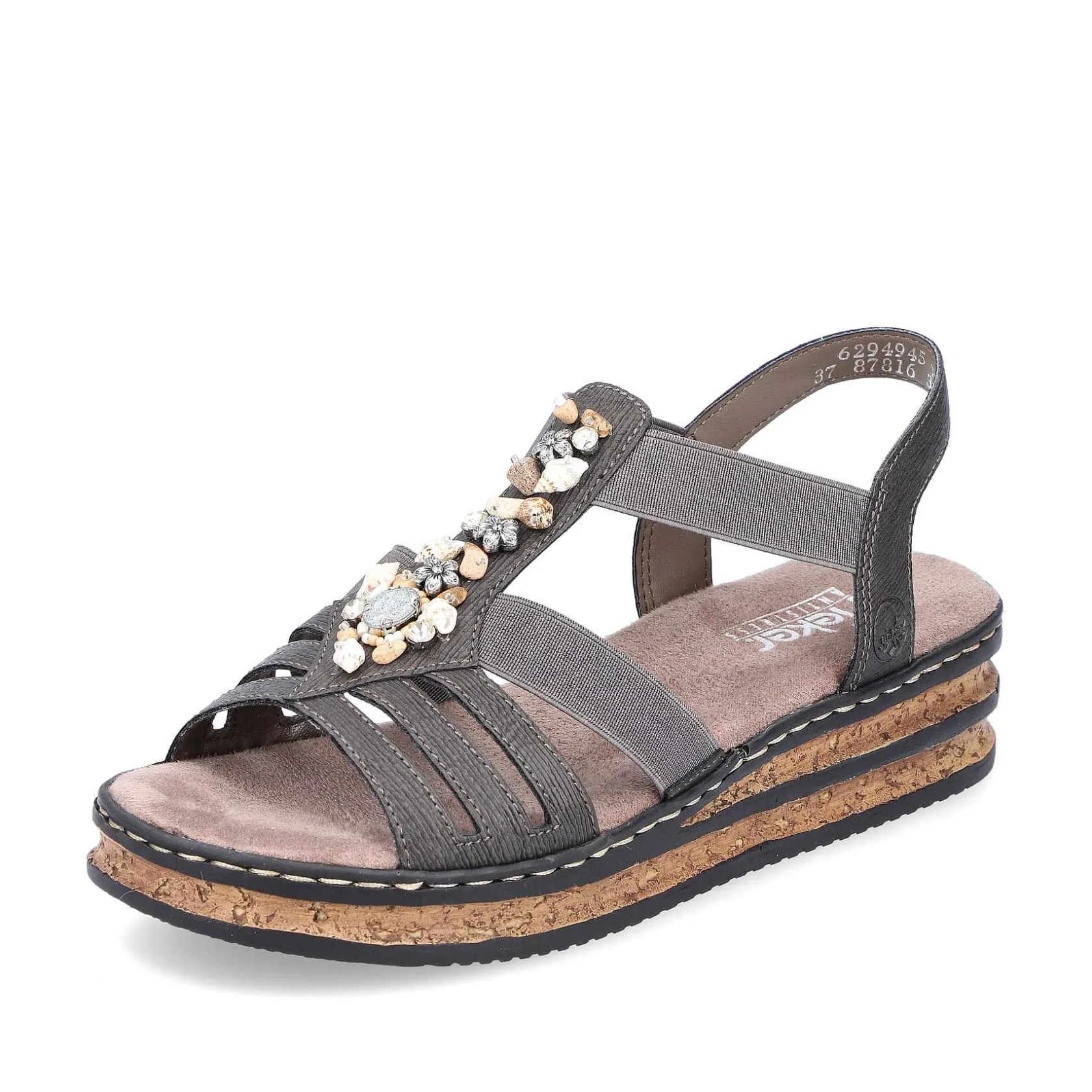 Rieker Heeled Shoes-Women'S Wedge Sandals Brown Gray
