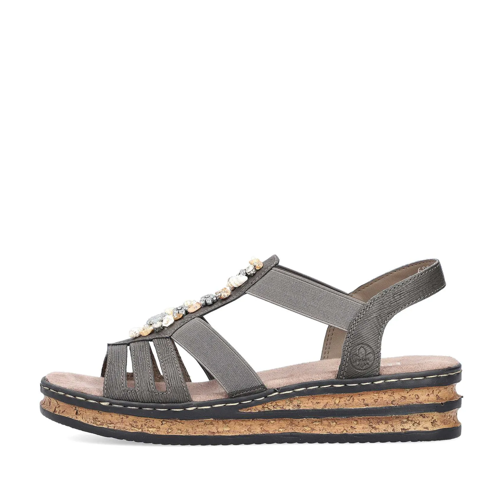 Rieker Heeled Shoes-Women'S Wedge Sandals Brown Gray