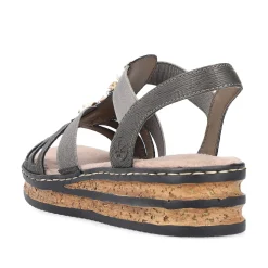Rieker Heeled Shoes-Women'S Wedge Sandals Brown Gray