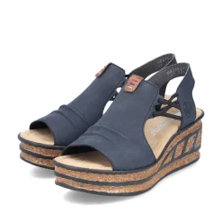 Rieker Heeled Shoes-Women'S Wedge Sandals Steel Blue