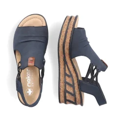 Rieker Heeled Shoes-Women'S Wedge Sandals Steel Blue