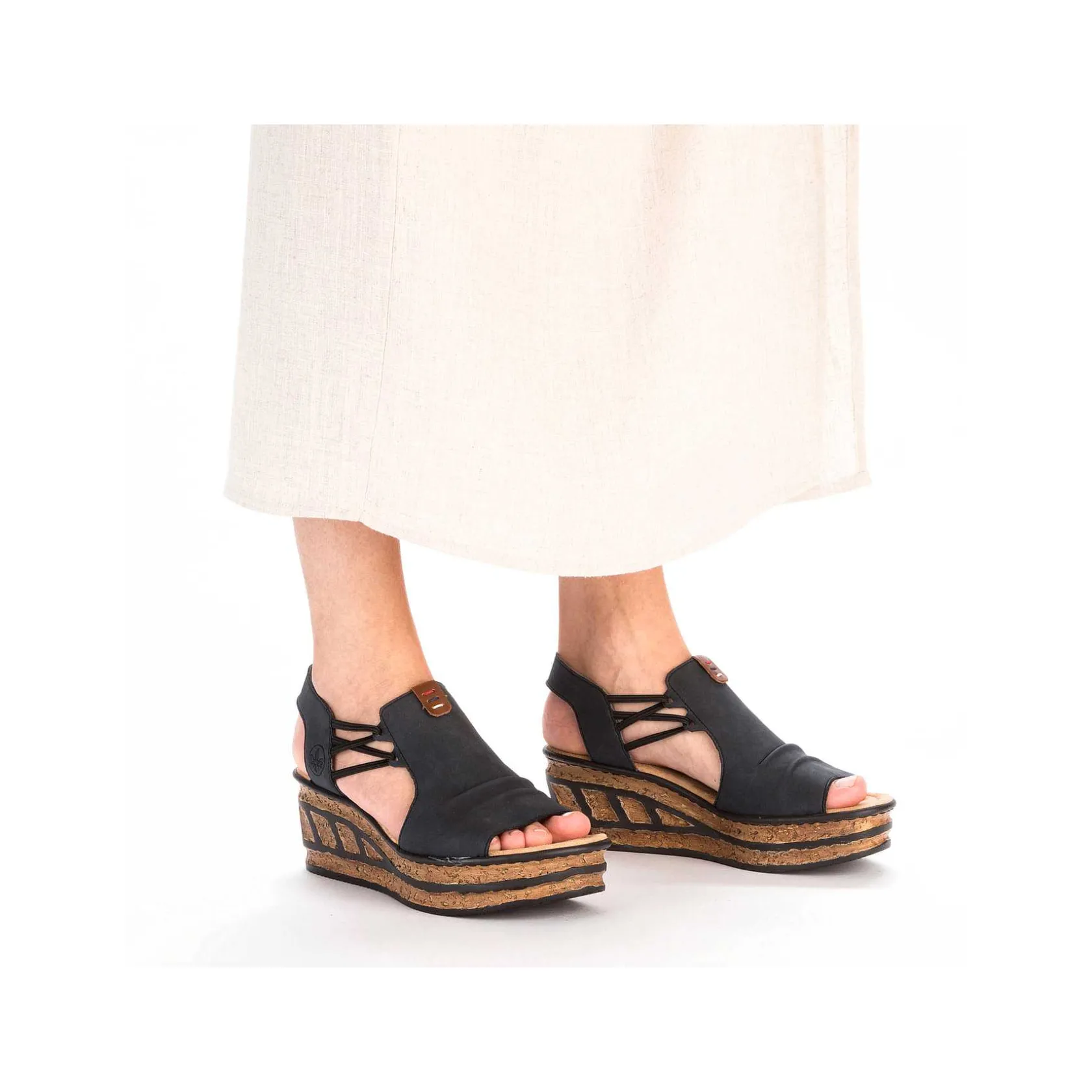 Rieker Heeled Shoes-Women'S Wedge Sandals Steel Blue