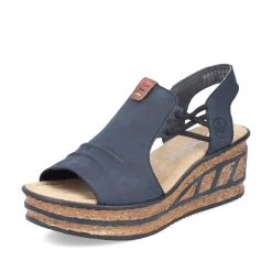 Rieker Heeled Shoes-Women'S Wedge Sandals Steel Blue