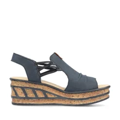 Rieker Heeled Shoes-Women'S Wedge Sandals Steel Blue
