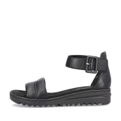 Rieker Sandals & Sandals-Women'S Wedge Sandals Asphalt Black