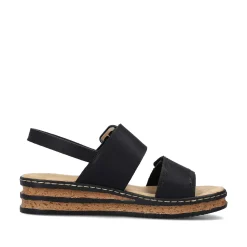 Rieker Heeled Shoes-Women'S Wedge Sandals Jet Black
