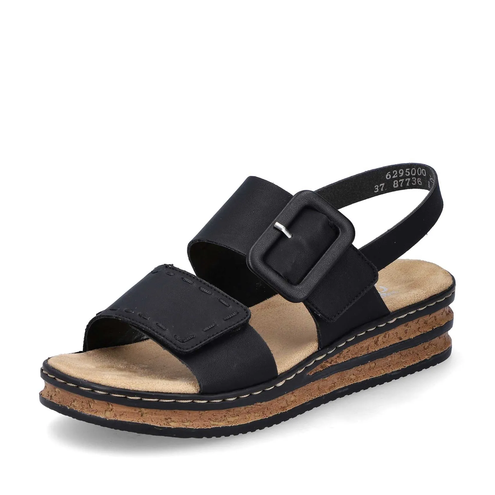 Rieker Heeled Shoes-Women'S Wedge Sandals Jet Black