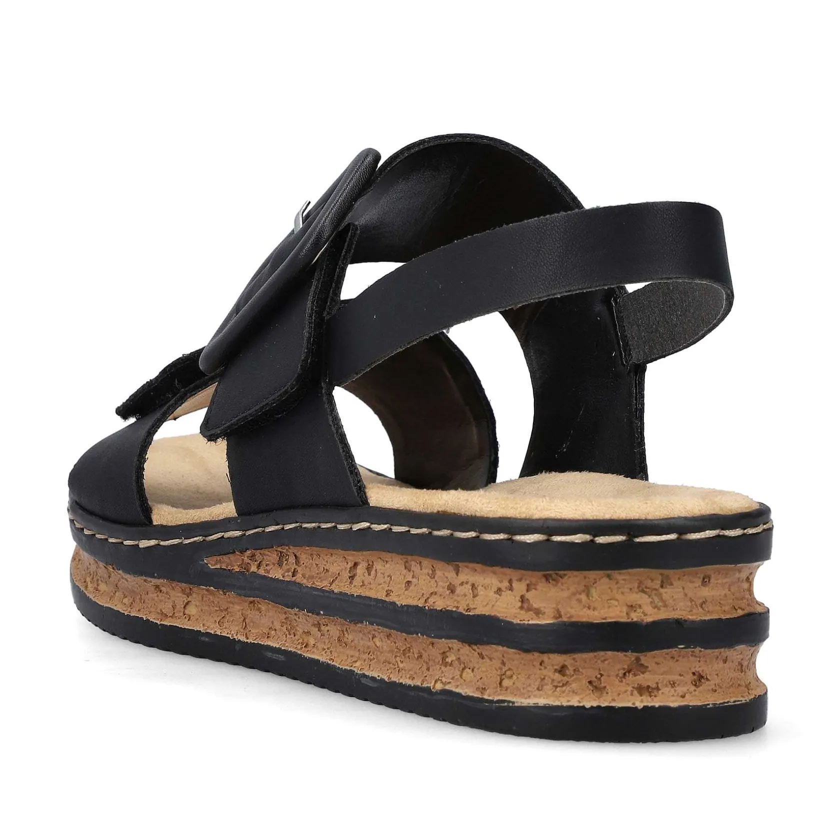 Rieker Heeled Shoes-Women'S Wedge Sandals Jet Black