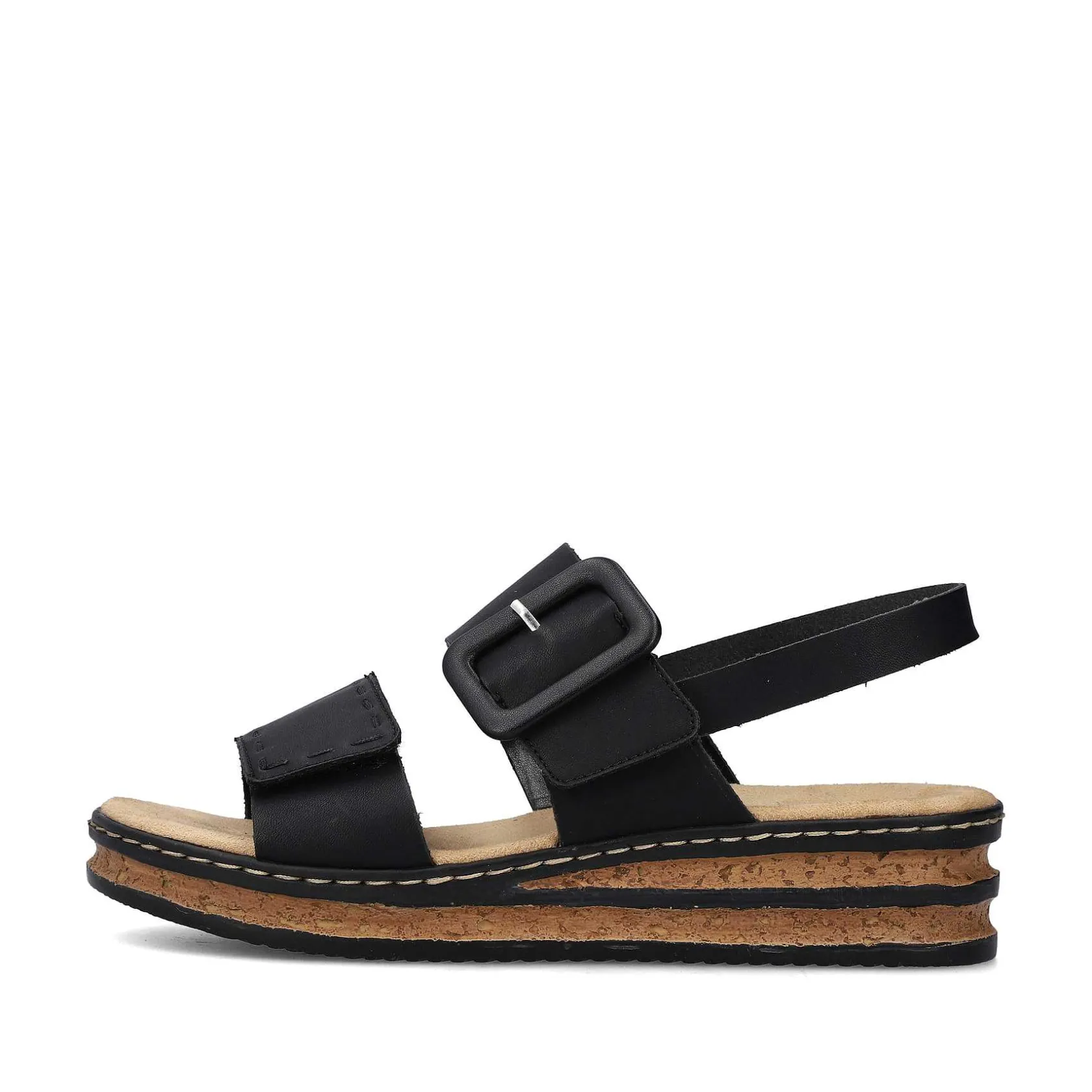 Rieker Heeled Shoes-Women'S Wedge Sandals Jet Black
