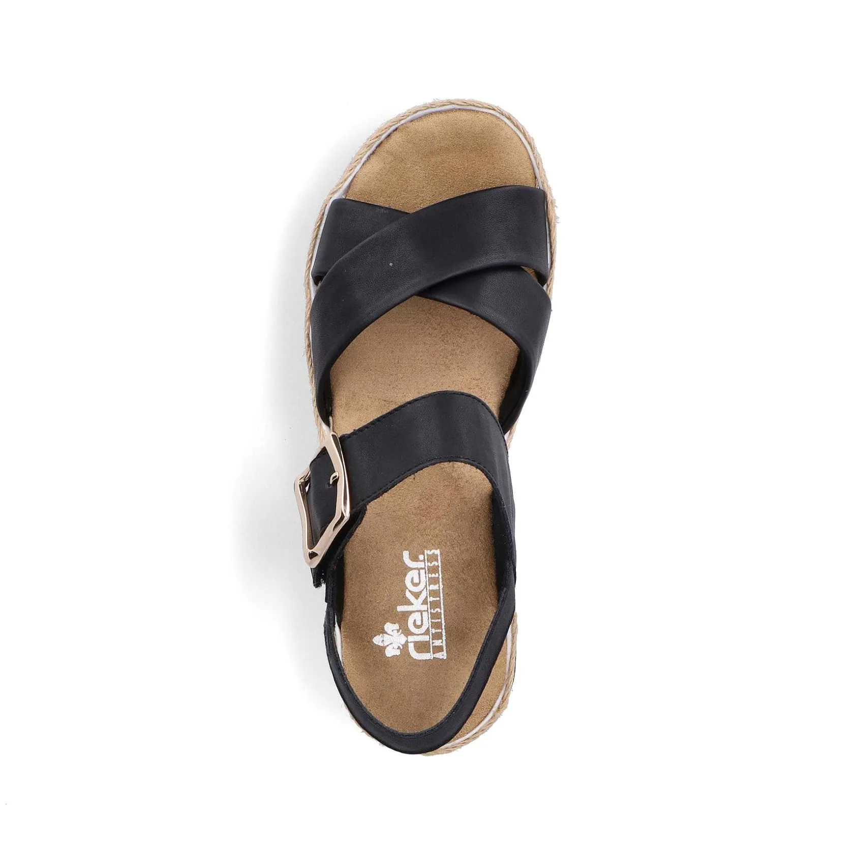 Rieker Heeled Shoes-Women'S Wedge Sandals Graphite Black
