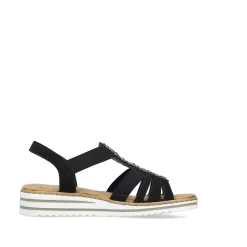 Rieker Summer Shoes-Women'S Wedge Sandals Night Black