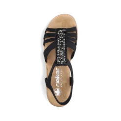 Rieker Summer Shoes-Women'S Wedge Sandals Night Black