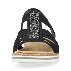 Rieker Summer Shoes-Women'S Wedge Sandals Night Black