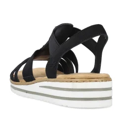 Rieker Summer Shoes-Women'S Wedge Sandals Night Black
