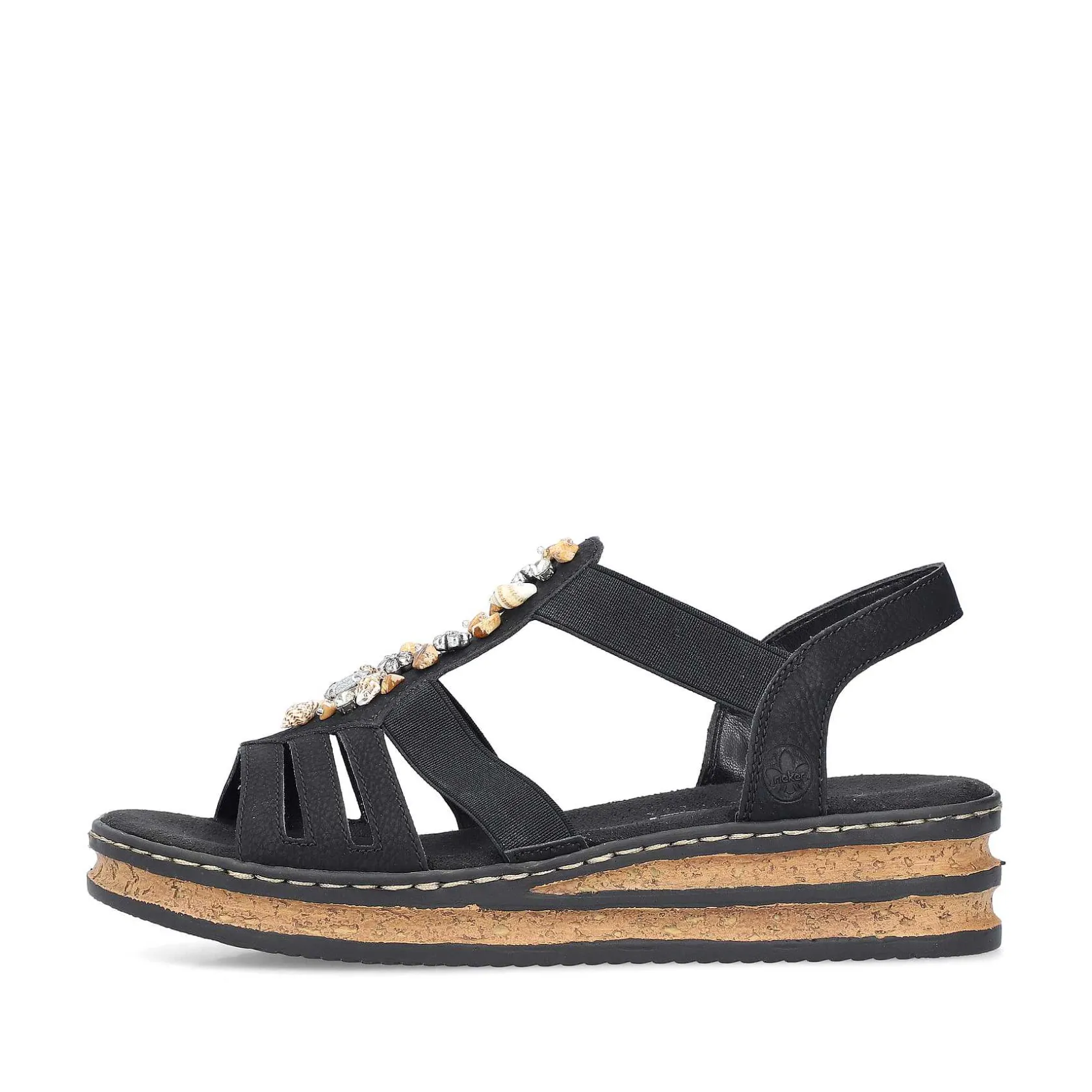 Rieker Heeled Shoes-Women'S Wedge Sandals Midnight Black
