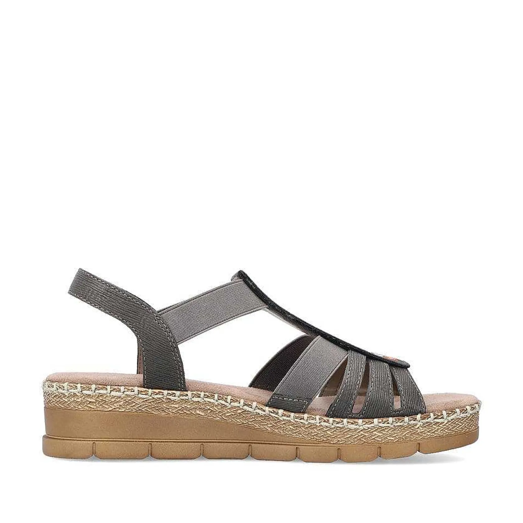 Rieker Heeled Shoes-Women'S Wedge Sandals Asphalt Gray
