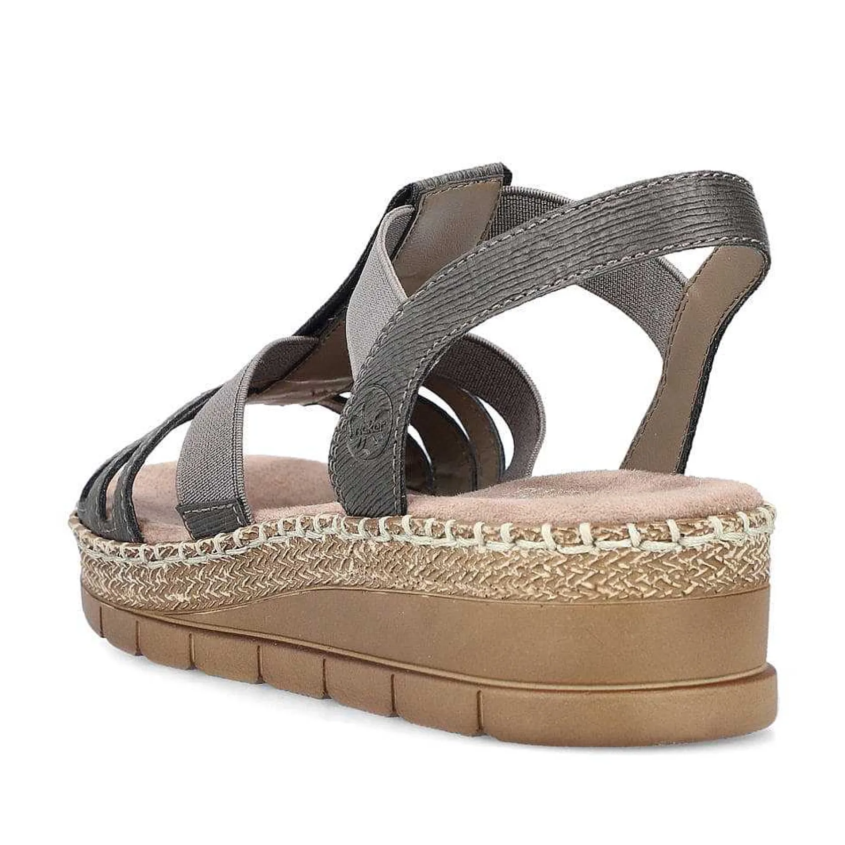 Rieker Heeled Shoes-Women'S Wedge Sandals Asphalt Gray