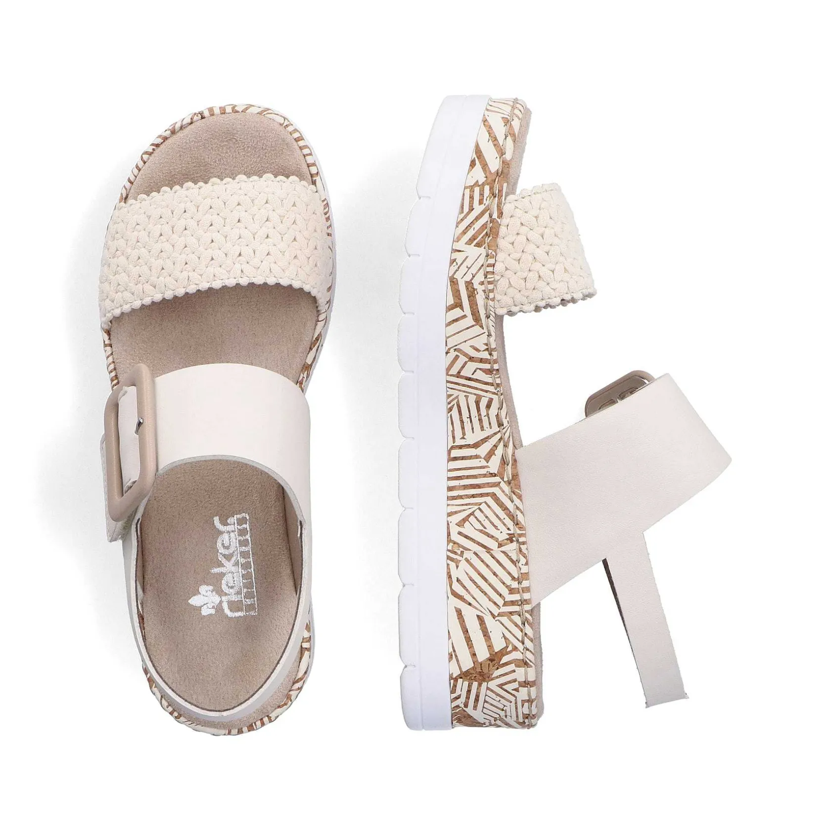 Rieker Vegan-Women'S Wedge Sandals Light Beige