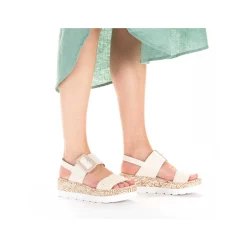 Rieker Vegan-Women'S Wedge Sandals Light Beige