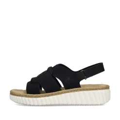 Rieker Sandals & Sandals-Women'S Wedge Sandals Jet Black
