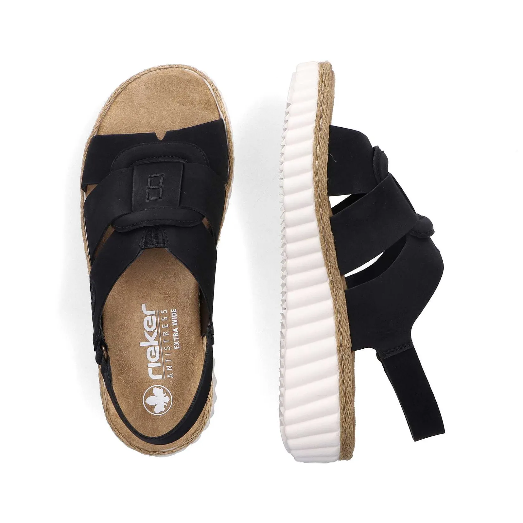 Rieker Sandals & Sandals-Women'S Wedge Sandals Jet Black
