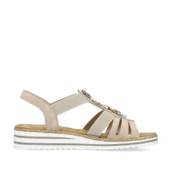 Rieker Heeled Shoes-Women'S Wedge Sandals Cream Beige