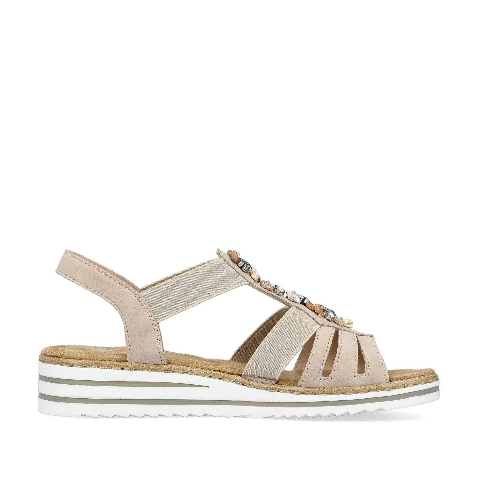 Rieker Heeled Shoes-Women'S Wedge Sandals Cream Beige