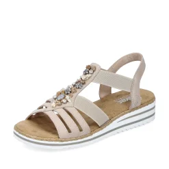 Rieker Heeled Shoes-Women'S Wedge Sandals Cream Beige