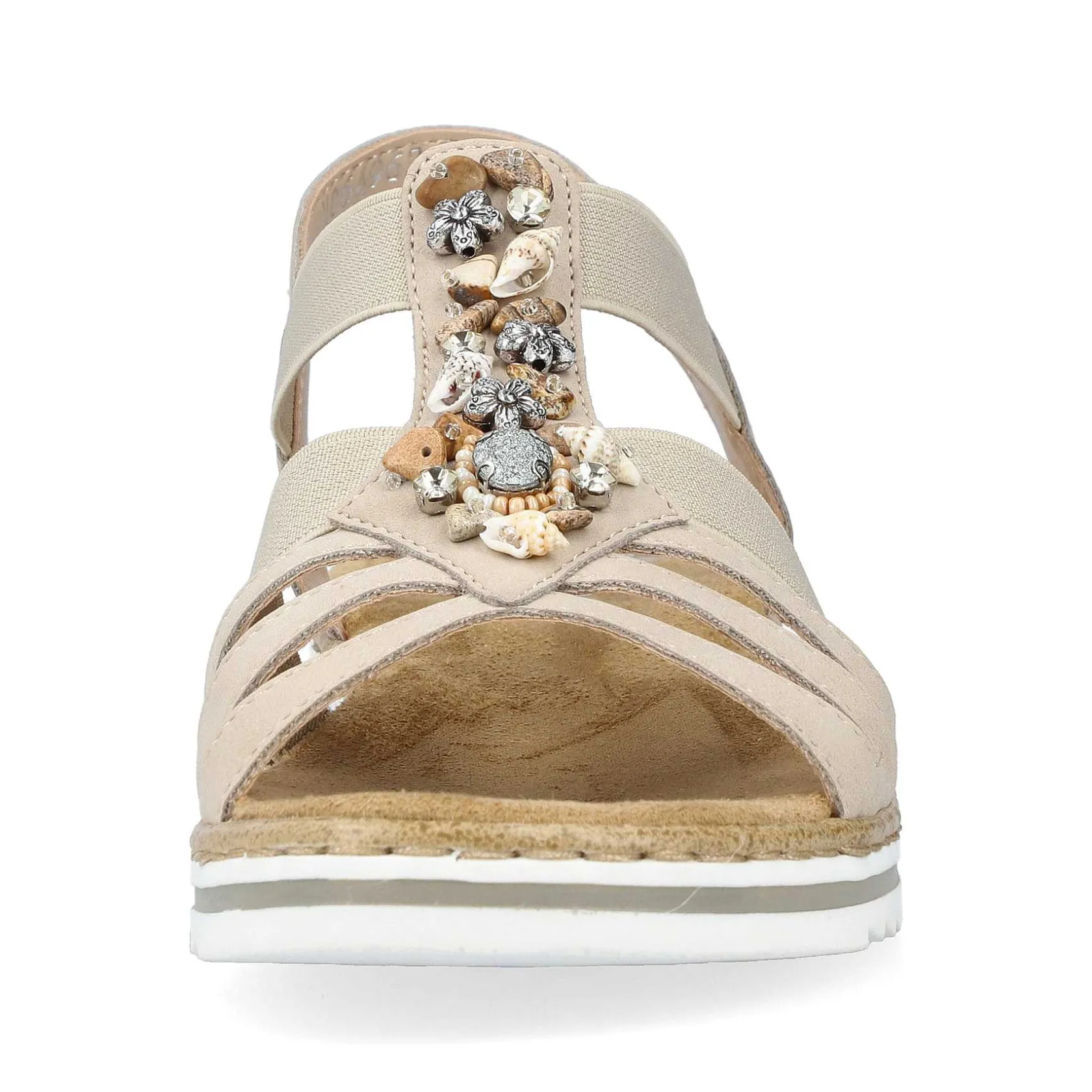 Rieker Heeled Shoes-Women'S Wedge Sandals Cream Beige