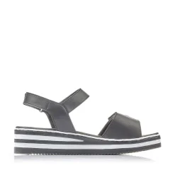 Rieker Heeled Shoes-Women'S Wedge Sandals Jet Black