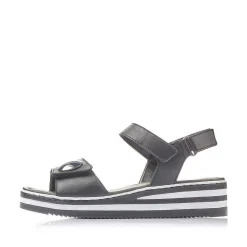 Rieker Heeled Shoes-Women'S Wedge Sandals Jet Black