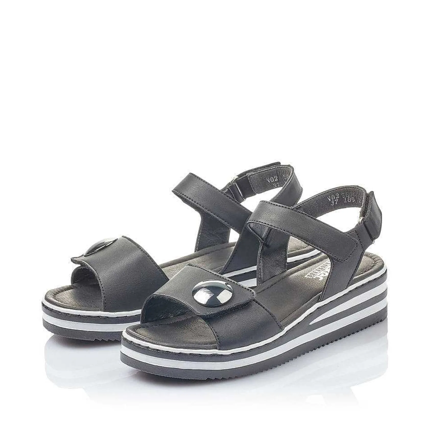 Rieker Heeled Shoes-Women'S Wedge Sandals Jet Black