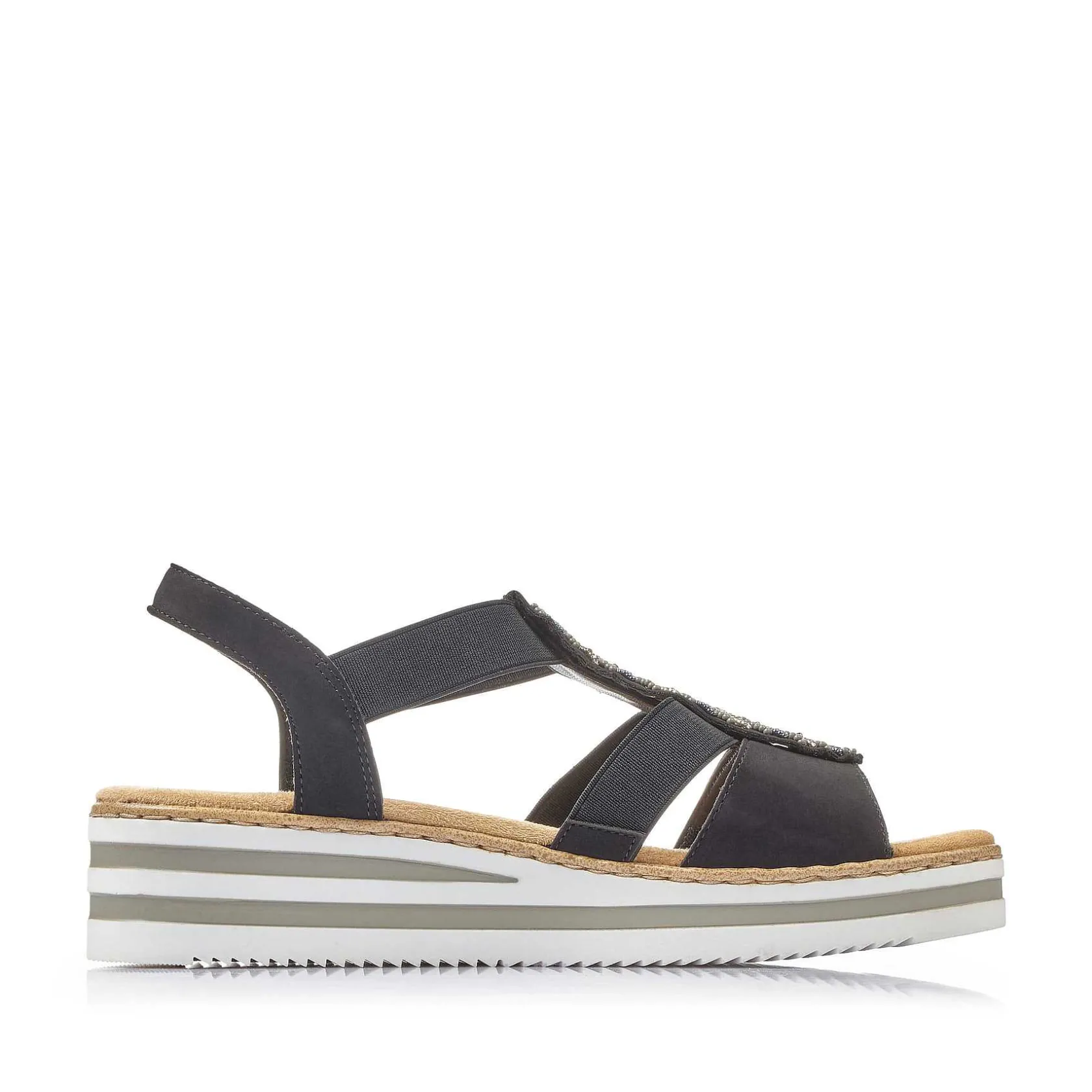 Rieker Heeled Shoes-Women'S Wedge Sandals Jet Black