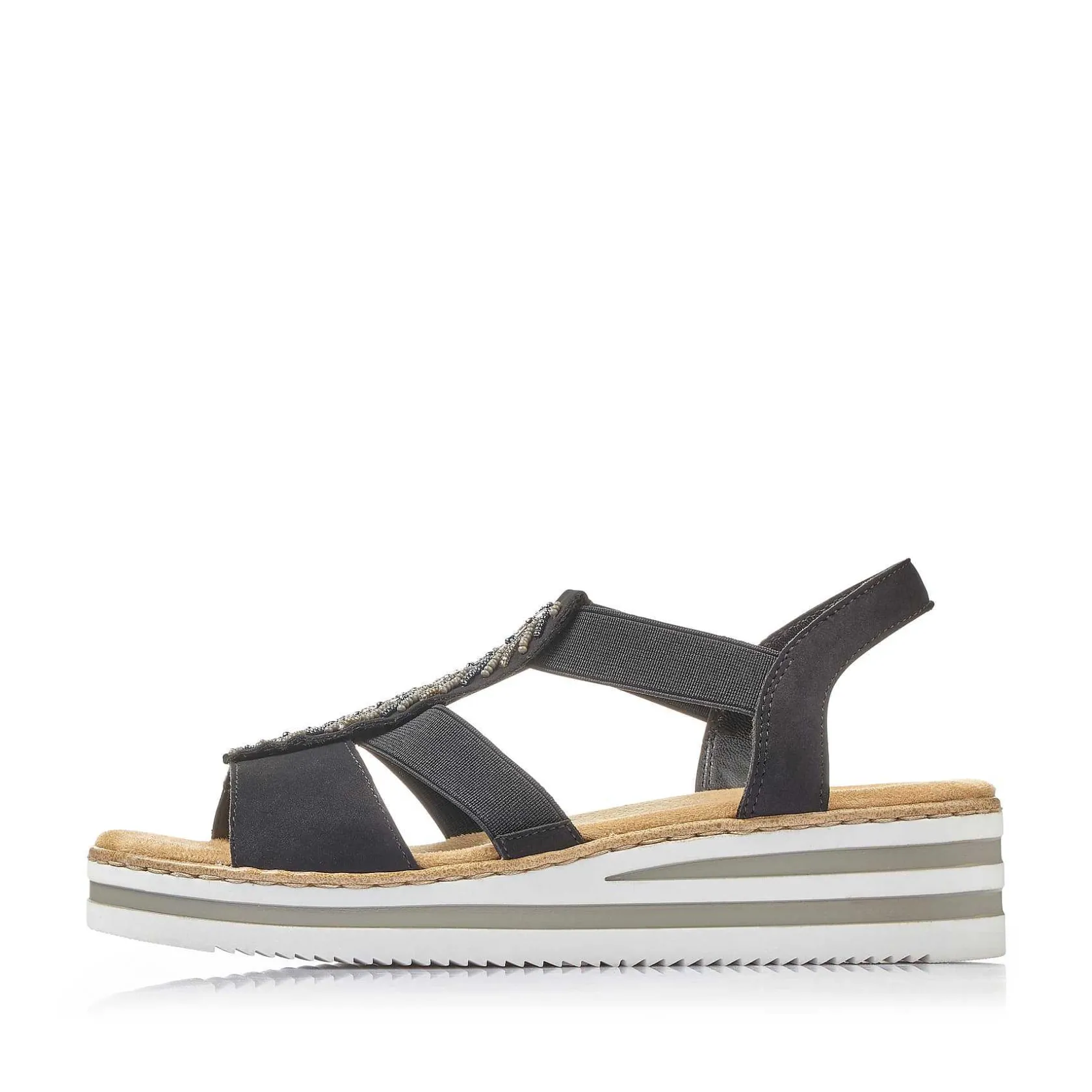Rieker Heeled Shoes-Women'S Wedge Sandals Jet Black