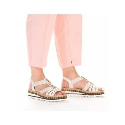 Rieker Heeled Shoes-Women'S Wedge Sandals Beige Metallic