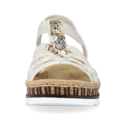 Rieker Heeled Shoes-Women'S Wedge Sandals Beige Metallic