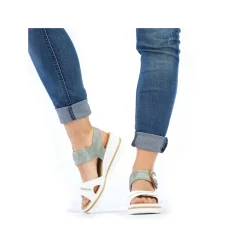 Rieker Heeled Shoes-Women'S Wedge Sandals Mint Green-Lily White