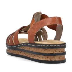 Rieker Heeled Shoes-Women'S Wedge Sandals Chestnut Brown
