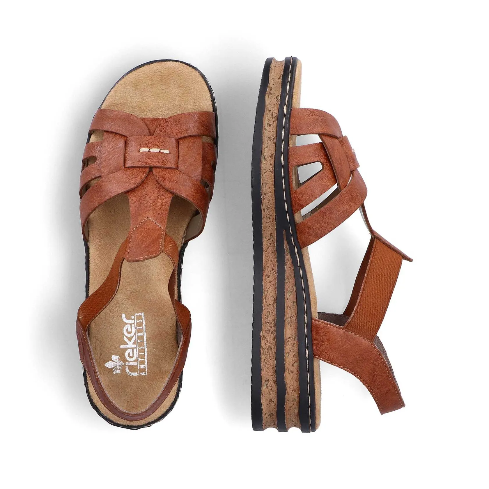 Rieker Heeled Shoes-Women'S Wedge Sandals Chestnut Brown