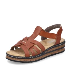 Rieker Heeled Shoes-Women'S Wedge Sandals Chestnut Brown