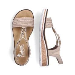 Rieker Heeled Shoes-Women'S Wedge Sandals Beige