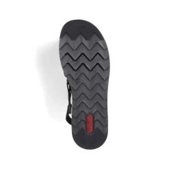 Rieker Summer Shoes-Women'S Wedge Sandals Midnight Black