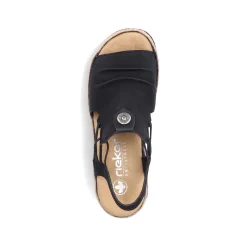 Rieker Summer Shoes-Women'S Wedge Sandals Midnight Black
