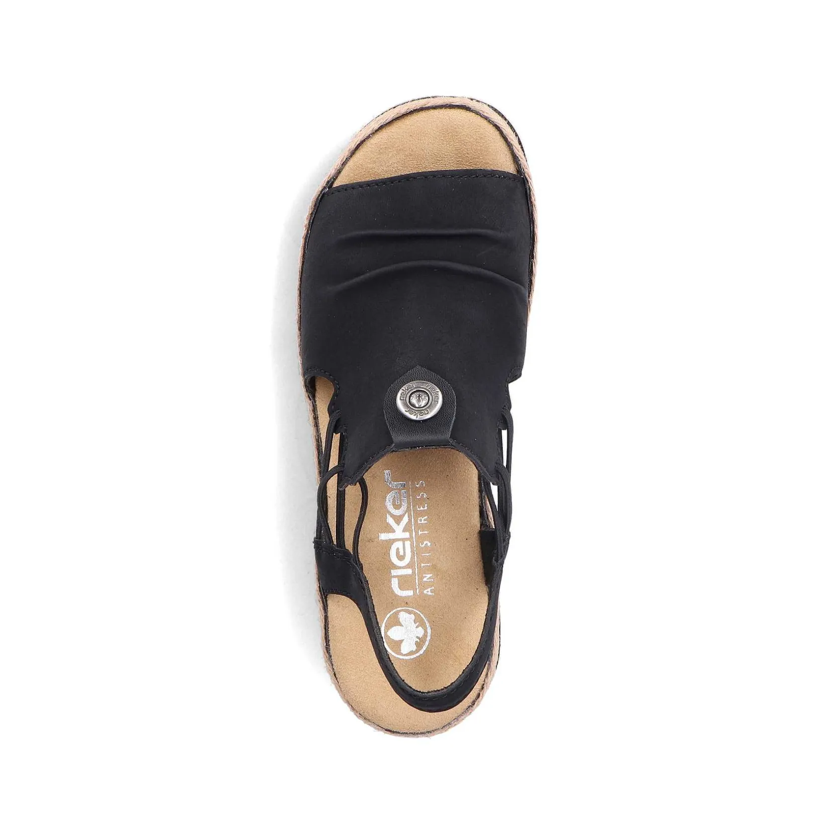 Rieker Summer Shoes-Women'S Wedge Sandals Midnight Black