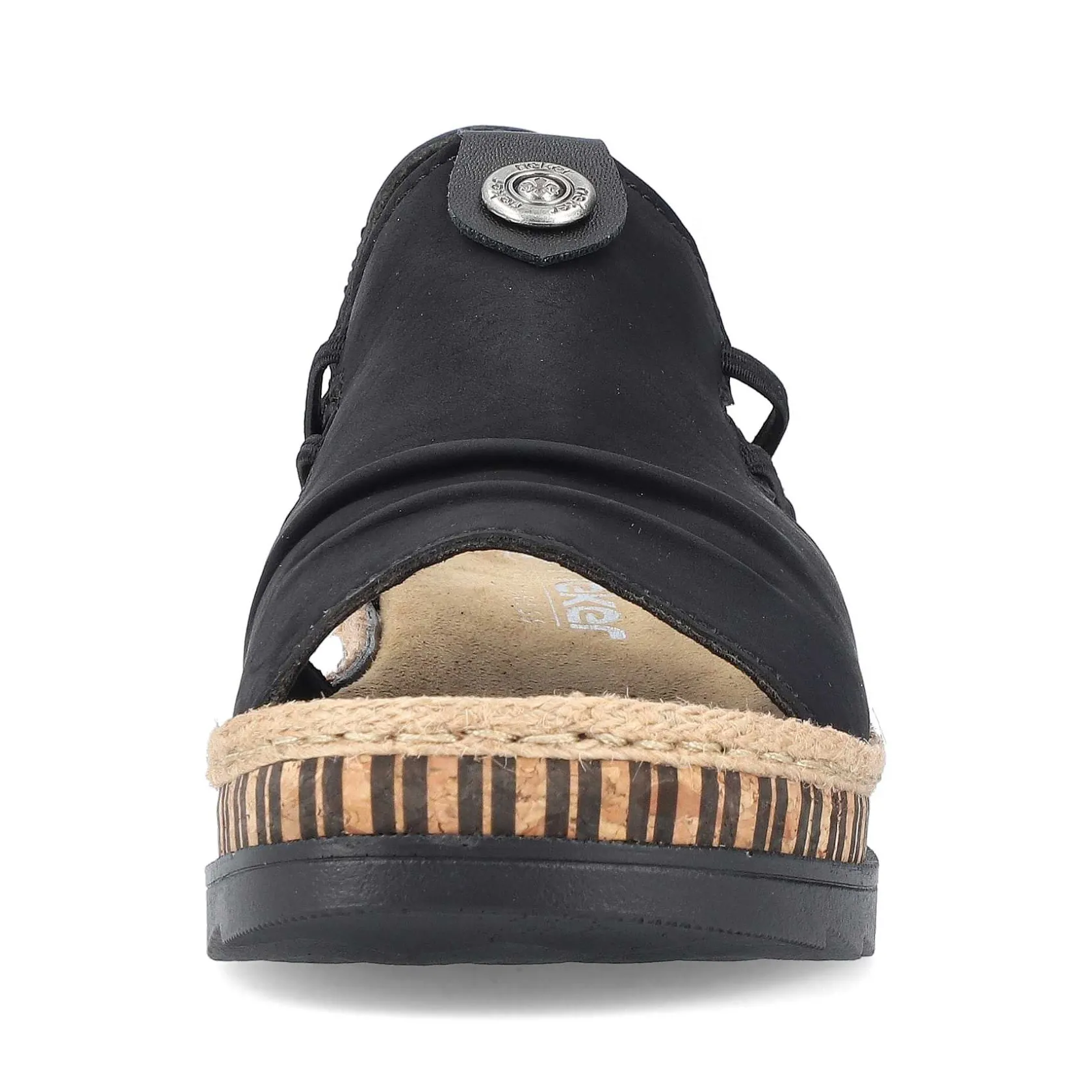 Rieker Summer Shoes-Women'S Wedge Sandals Midnight Black