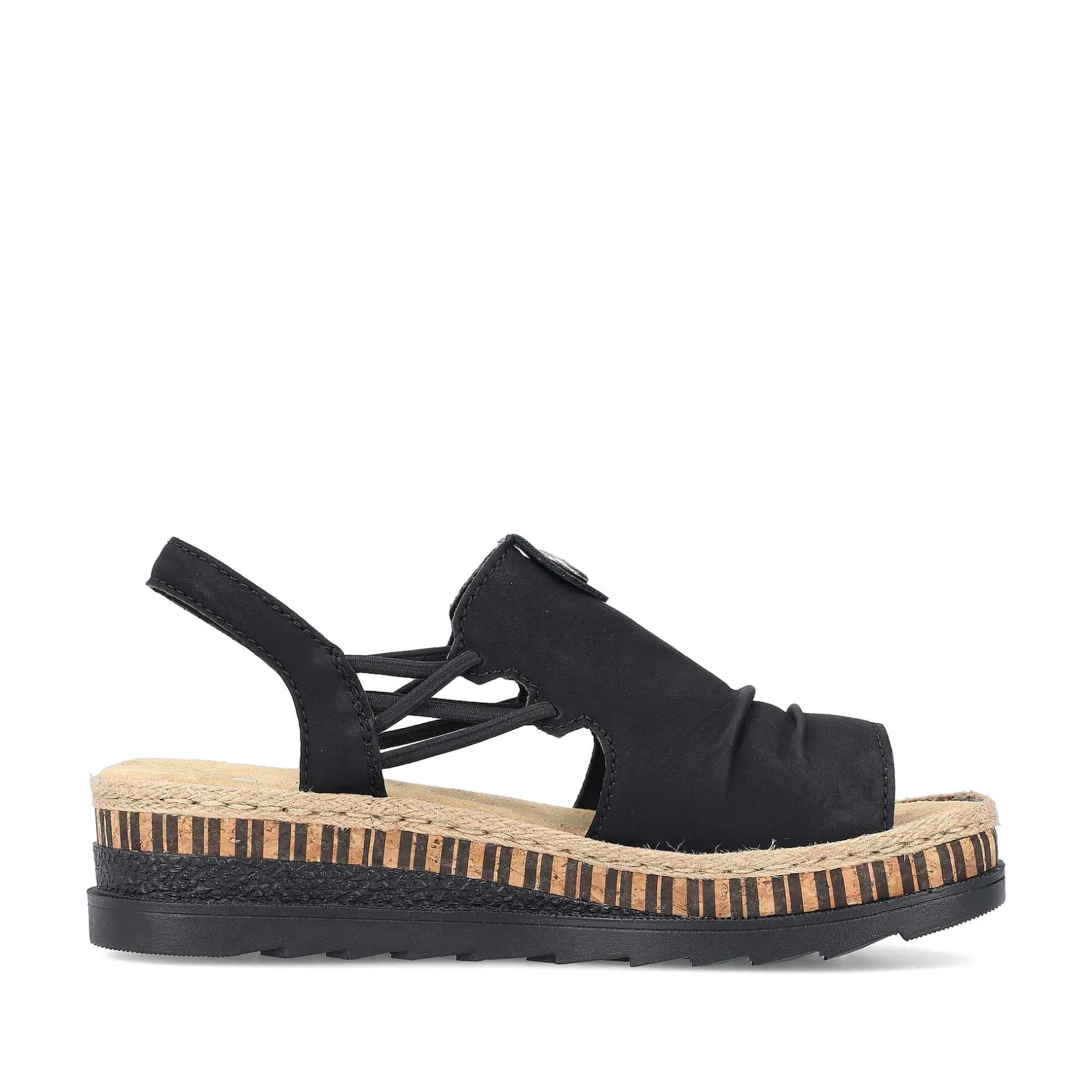 Rieker Summer Shoes-Women'S Wedge Sandals Midnight Black