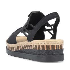 Rieker Summer Shoes-Women'S Wedge Sandals Midnight Black
